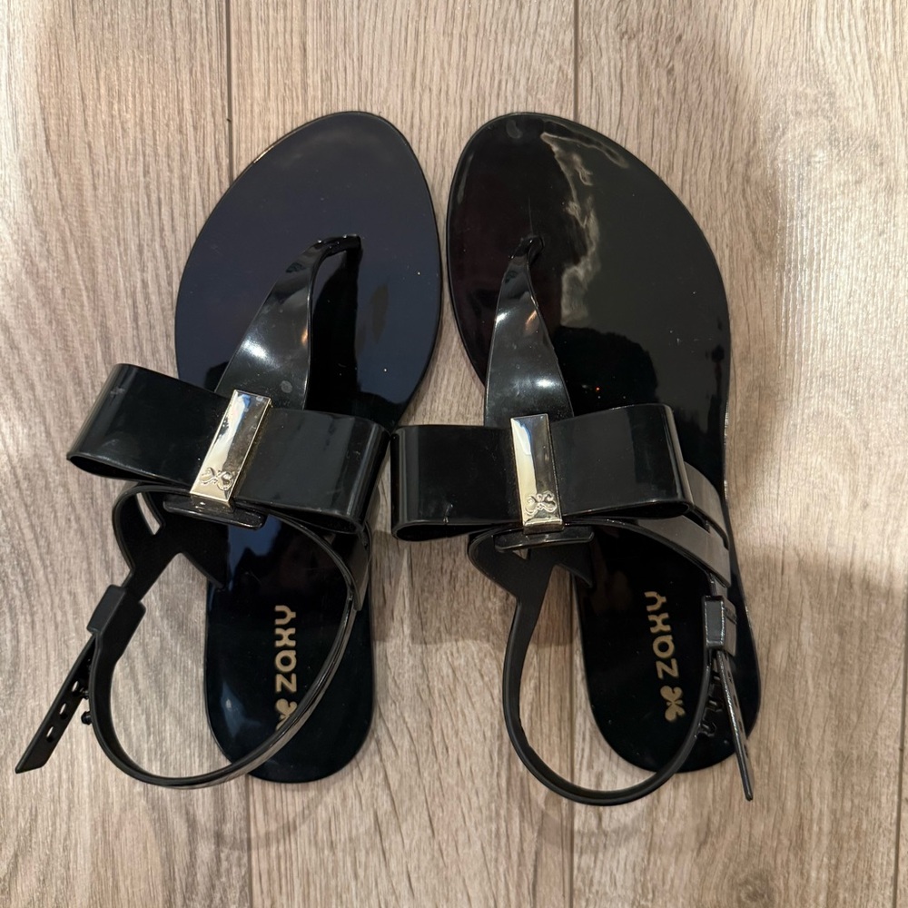 Zaxy Girl’s Black Bow Jelly Sandals Size: US 5 (EUR 35-36)